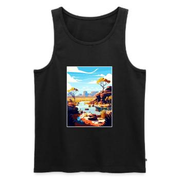 Kakadu Australia Vintage Travel Poster Souvenir - Men's Premium Organic Tank Top - black - Front - Michal (187cm)