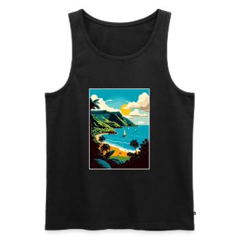 Saint Vincent And The Grenadines Caribbean Travel - Men's Premium Organic Tank Top - black - Front - AI Model Male 178 light (178cm)