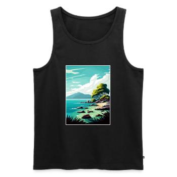 Cairns Australie Vintage voyage affiche Souvenir - Débardeur bio Premium Homme - noir - Devant - Michal (187cm)