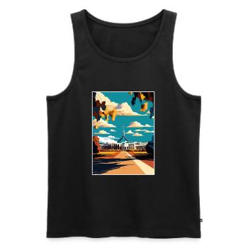 Canberra Australien Vintage Reiseposter Souvenir - Männer Premium Bio Tank Top - Schwarz - Vorne - AI Model Male 178 light (178cm)