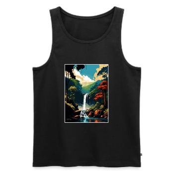 Daintree Australie Vintage voyage affiche Souvenir - Débardeur bio Premium Homme - noir - Devant - Michal (187cm)