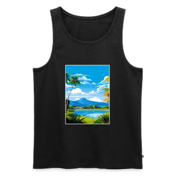 Cairns Australie Vintage voyage affiche Souvenir - Débardeur bio Premium Homme - noir - Devant - Michal (187cm)