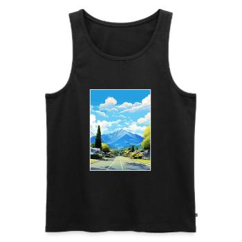 Nelson New Zealand Vintage Travel Poster Souvenir - Men's Premium Organic Tank Top - black - Front - AI Model Male 178 light (178cm)