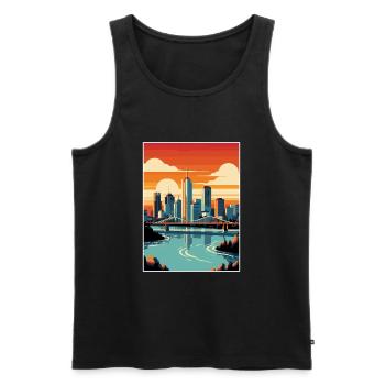 Brisbane Australie Vintage voyage affiche Souvenir - Débardeur bio Premium Homme - noir - Devant - Michal (187cm)