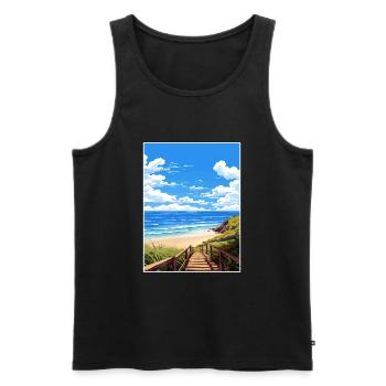 Byron Bay Australie Vintage voyage affiche Souvenir - Débardeur bio Premium Homme - noir - Devant - Michal (187cm)