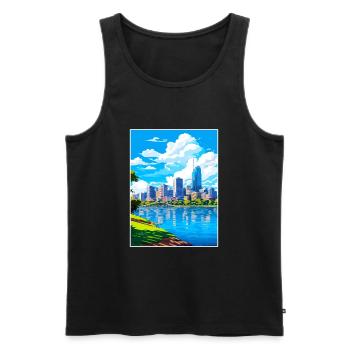 Brisbane Australie Vintage voyage affiche Souvenir - Débardeur bio Premium Homme - noir - Devant - Michal (187cm)