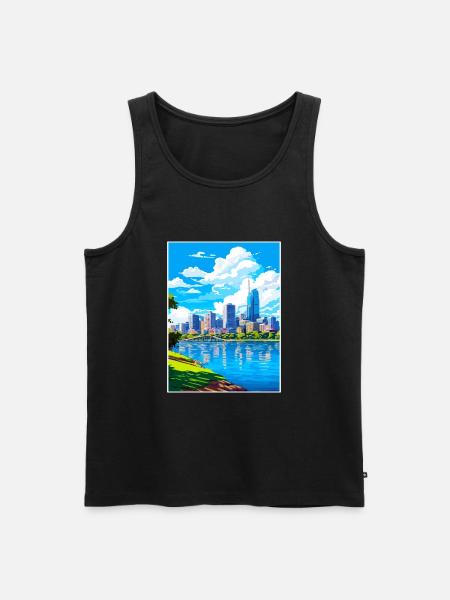 Brisbane Australie Vintage voyage affiche Souvenir - Débardeur bio Premium Homme - noir