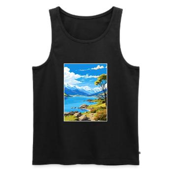 Wanaka Neuseeland Vintage Reiseposter Souvenir - Männer Premium Bio Tank Top - Schwarz - Vorne - Michal (187cm)