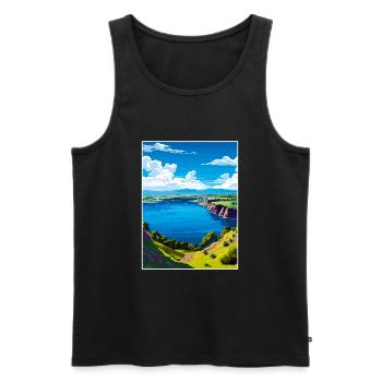 Blue Lake Australie Vintage voyage affiche Souvenir - Débardeur bio Premium Homme - noir - Devant - Michal (187cm)