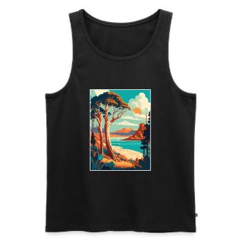 Tasmania Australia Vintage Travel Poster Souvenir - Men's Premium Organic Tank Top - black - Front - Michal (187cm)