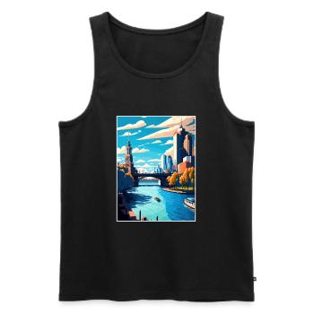 Melbourne Australia Vintage Travel Poster Souvenir - Men's Premium Organic Tank Top - black - Front - Michal (187cm)