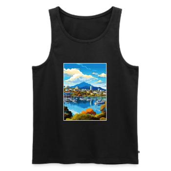 Hobart Australie Au Vintage voyage affiche Souvenir - Débardeur bio Premium Homme - noir - Devant - Michal (187cm)