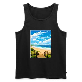 Byron Bay Australie Vintage voyage affiche Souvenir - Débardeur bio Premium Homme - noir - Devant - Michal (187cm)