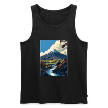 Taranaki Nouvelle-Zélande Vintage voyage affiche WPA Art - Débardeur bio Premium Homme - noir - Devant - Michal (187cm)