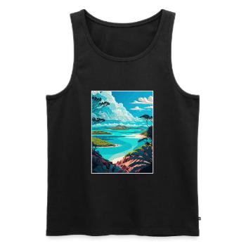 Whitsunday Australie Vintage voyage affiche WPA Art - Débardeur bio Premium Homme - noir - Devant - Michal (187cm)