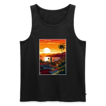 Puerto Vallarta Mexique Vintage voyage affiche WPA - Débardeur bio Premium Homme - noir - Devant - Michal (187cm)