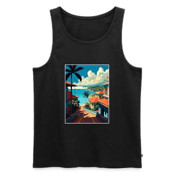 Puerto Plata Karibik Vintage Reiseposter WPA - Männer Premium Bio Tank Top - Schwarz - Vorne - Michal (187cm)