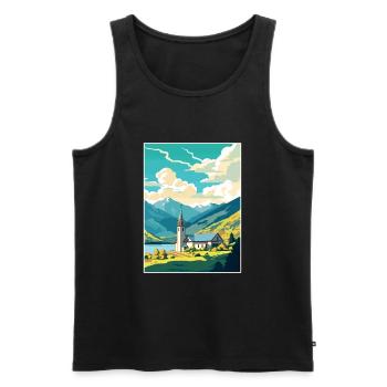 San Martin De Los Andes Vintage voyage affiche WPA - Débardeur bio Premium Homme - noir - Devant - AI Model Male 178 light (178cm)