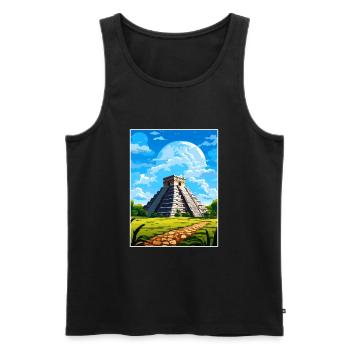 Chichen Itza Dekoration Vintage Reiseposter WPA - Männer Premium Bio Tank Top - Schwarz - Vorne - AI Model Male 178 light (178cm)