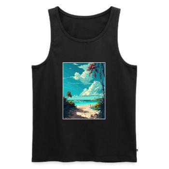 Akumal Décoration Mexique Vintage Voyage Affiche WPA - Débardeur bio Premium Homme - noir - Devant - Michal (187cm)