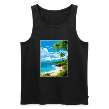 Îles Vierges américaines Caraïbes Vintage affiche de voyage - Débardeur bio Premium Homme - noir - Devant - Michal (187cm)