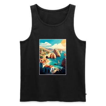 Cabo Sans Lucas décoration Mexique affiche de voyage - Débardeur bio Premium Homme - noir - Devant - AI Model Male 178 light (178cm)