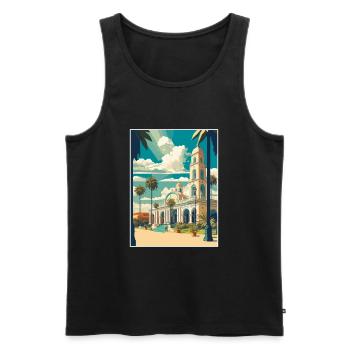Merida Decoration Vintage Travel Poster Souvenir - Men's Premium Organic Tank Top - black - Front - AI Model Male 178 light (178cm)