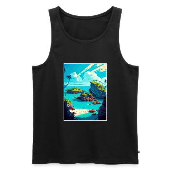 Bermuda Karibik Vintage Reiseposter Souvenir - Männer Premium Bio Tank Top - Schwarz - Vorne - Michal (187cm)