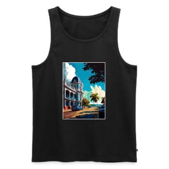 Kingston Caraïbes Vintage voyage affiche Souvenir - Débardeur bio Premium Homme - noir - Devant - AI Model Male 178 light (178cm)