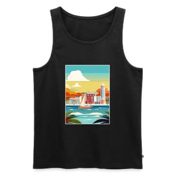 San Juan Caribbean Vintage Travel Poster Souvenir - Men's Premium Organic Tank Top - black - Front - Michal (187cm)