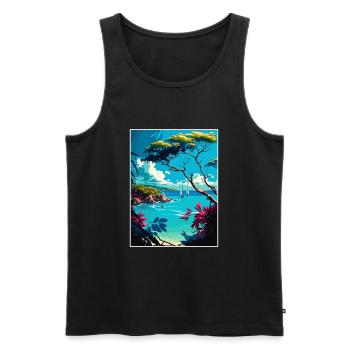 Barbade Caraïbes Vintage voyage affiche Souvenir - Débardeur bio Premium Homme - noir - Devant - Michal (187cm)