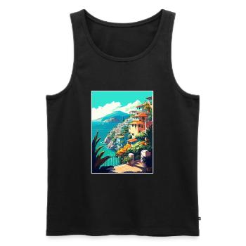 Acapulco Dekoration Vintage Reiseposter Souvenir - Männer Premium Bio Tank Top - Schwarz - Vorne - Michal (187cm)