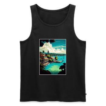 Ocho Rios Caribbean Vintage Travel Poster Souvenir - Men's Premium Organic Tank Top - black - Front - Michal (187cm)