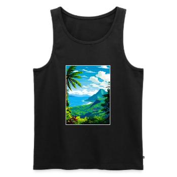 Saint Lucia Caribbean Vintage Travel Poster WPA - Men's Premium Organic Tank Top - black - Front - Michal (187cm)