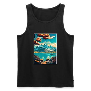 Natur Berge Vintage Reiseposter WPA Kunst - Männer Premium Bio Tank Top - Schwarz - Vorne - Michal (187cm)