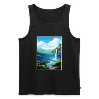 La Fortuna Wasserfall Vintage Reiseposter WPA Kunst - Männer Premium Bio Tank Top - Schwarz - Vorne - Michal (187cm)