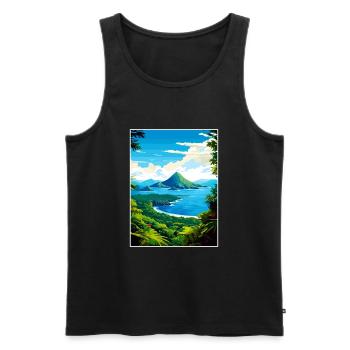 Saint Lucia Caribbean Vintage Travel Poster WPA - Men's Premium Organic Tank Top - black - Front - Michal (187cm)