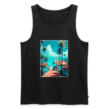 Las Terrenas Caraïbes Vintage voyage affiche WPA - Débardeur bio Premium Homme - noir - Devant - Michal (187cm)