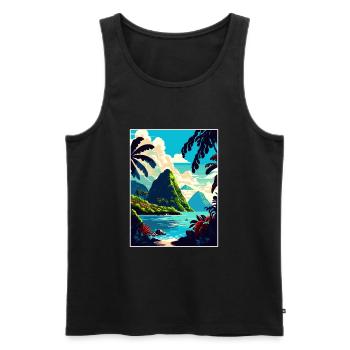 Saint Lucia Caribbean Vintage Travel Poster WPA - Men's Premium Organic Tank Top - black - Front - Michal (187cm)