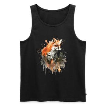 Watercolor Fox, Fox - Men's Premium Organic Tank Top - black - Front - AI Model Male 178 light (178cm)