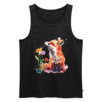 Aquarell Fuchs, Fuchs - Männer Premium Bio Tank Top - Schwarz - Vorne - AI Model Male 178 light (178cm)