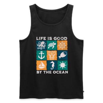 Life is good by the ocean - Débardeur bio Premium Homme - noir - Devant - Michal (187cm)
