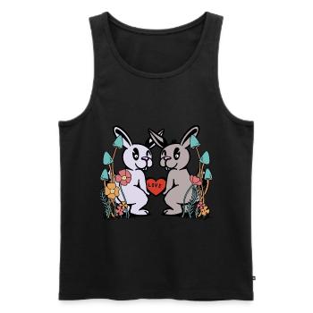Hase Hase Liebe Herz Kaninchen Natur Nager - Männer Premium Bio Tank Top - Schwarz - Vorne - Michal (187cm)
