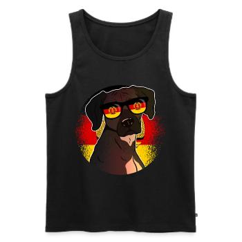 DDR - Männer Premium Bio Tank Top - Schwarz - Vorne - AI Model Male 178 light (178cm)