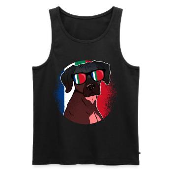 South Maluku - Men's Premium Organic Tank Top - black - Front - AI Model Male 178 light (178cm)