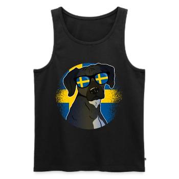 Sweden - Men's Premium Organic Tank Top - black - Front - AI Model Male 178 light (178cm)