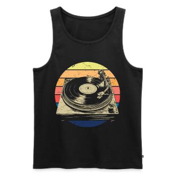 Schallplatte Vinyl Musik Plattenspieler retro - Männer Premium Bio Tank Top - Schwarz - Vorne - AI Model Male 178 light (178cm)