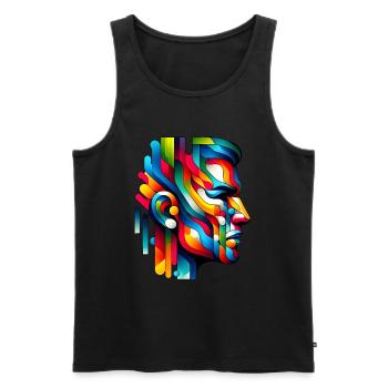 Farbkonturen - Color Contours - Männer Premium Bio Tank Top - Schwarz - Vorne - AI Model Male 178 light (178cm)