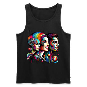 Cyber Vielfalt - Cyber Diversity 1 - Männer Premium Bio Tank Top - Schwarz - Vorne - AI Model Male 178 light (178cm)