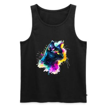 Chat Noir, schwarze Katze - Männer Premium Bio Tank Top - Schwarz - Vorne - AI Model Male 178 light (178cm)